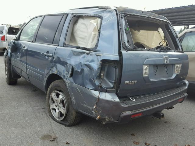 2HKYF18597H531332 - 2007 HONDA PILOT EXL BLUE photo 3