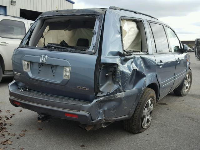 2HKYF18597H531332 - 2007 HONDA PILOT EXL BLUE photo 4