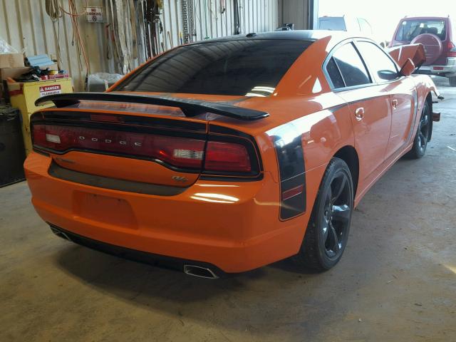 2C3CDXCT6EH303579 - 2014 DODGE CHARGER R/ ORANGE photo 4