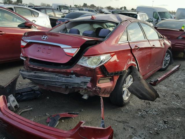 5NPEB4ACXEH851944 - 2014 HYUNDAI SONATA GLS RED photo 4