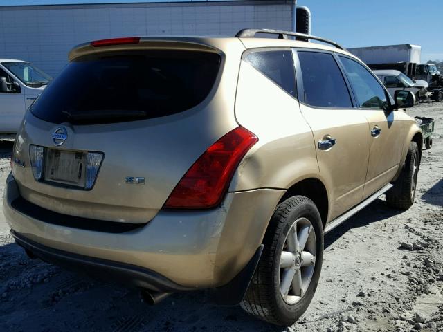 JN8AZ08T33W105193 - 2003 NISSAN MURANO SL GOLD photo 4