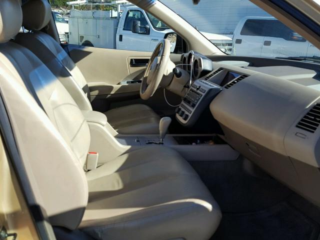 JN8AZ08T33W105193 - 2003 NISSAN MURANO SL GOLD photo 5