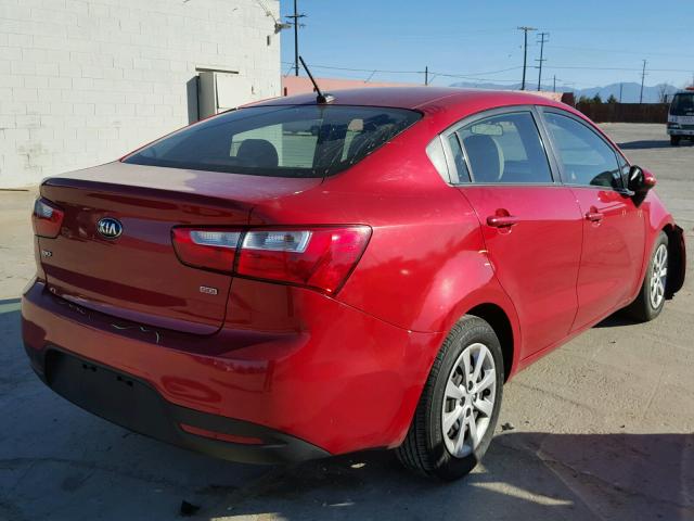 KNADM4A35E6402992 - 2014 KIA RIO LX RED photo 4