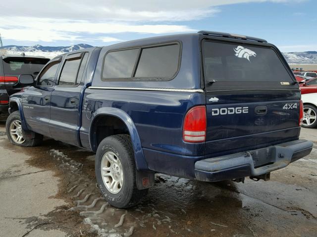 1B7HG38Z32S715543 - 2002 DODGE DAKOTA QUA BLUE photo 3