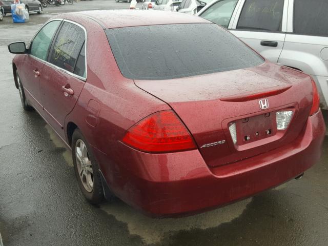 1HGCM56706A099815 - 2006 HONDA ACCORD EX BURGUNDY photo 3