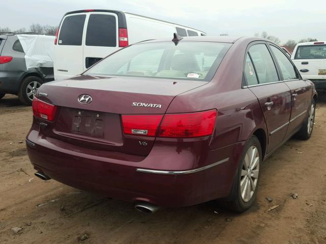 5NPEU46F39H488390 - 2009 HYUNDAI SONATA SE BURGUNDY photo 4