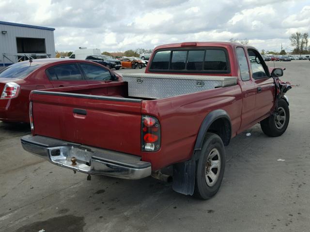 4TASM92N1WZ157059 - 1998 TOYOTA TACOMA XTR RED photo 4