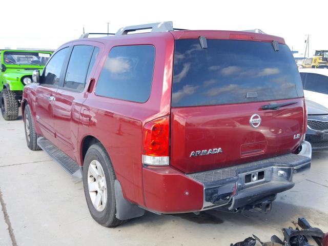 5N1BA08A27N708942 - 2007 NISSAN ARMADA SE BURGUNDY photo 3