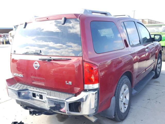 5N1BA08A27N708942 - 2007 NISSAN ARMADA SE BURGUNDY photo 4