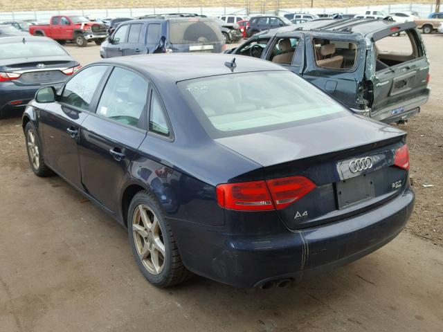 WAULF78K29N039356 - 2009 AUDI A4 2.0T QU BLUE photo 3