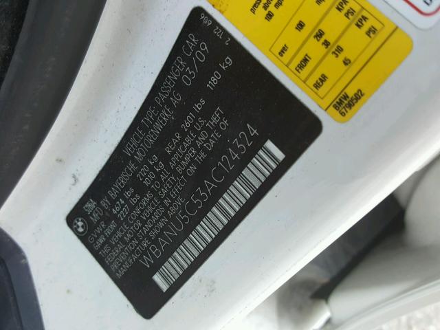 WBANU5C53AC124324 - 2010 BMW 528 I WHITE photo 10