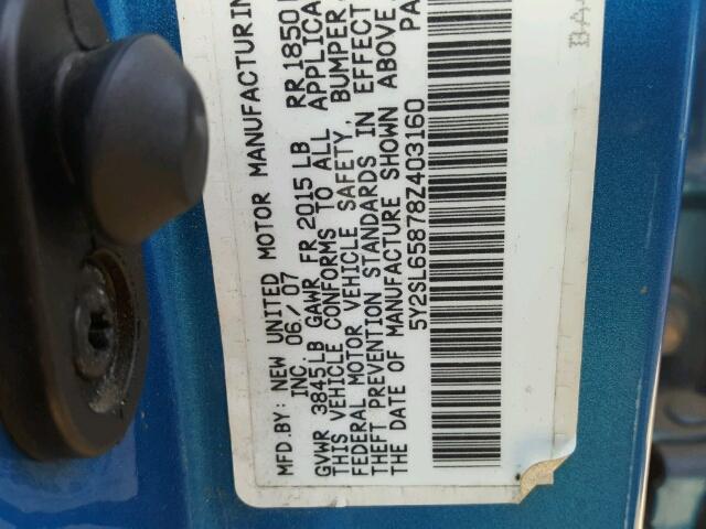 5Y2SL65878Z403160 - 2008 PONTIAC VIBE BLUE photo 10