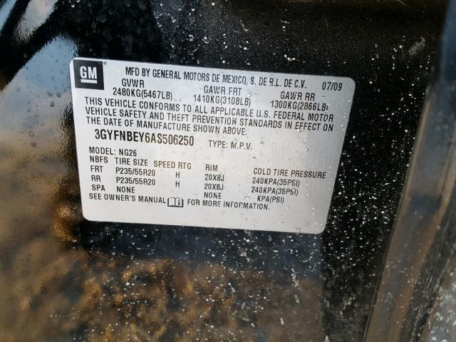 3GYFNBEY6AS506250 - 2010 CADILLAC SRX PERFOR 黑色 照片 10