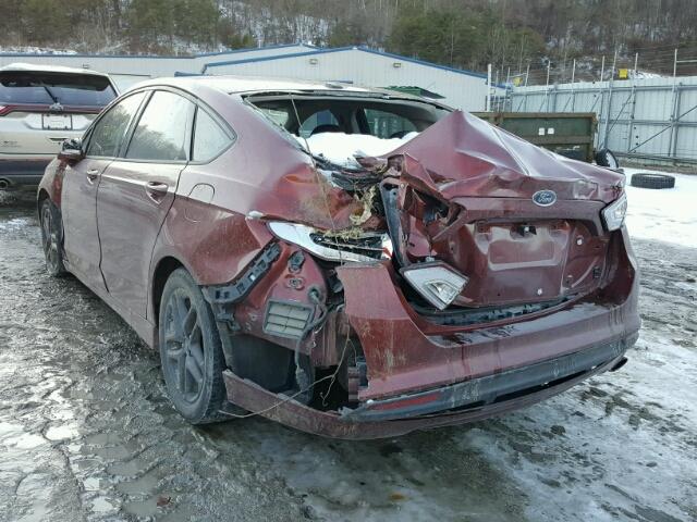 3FA6P0H79ER261163 - 2014 FORD FUSION SE MAROON photo 3