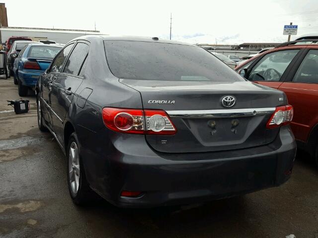 2T1BU4EE3BC563769 - 2011 TOYOTA COROLLA BA GRAY photo 3