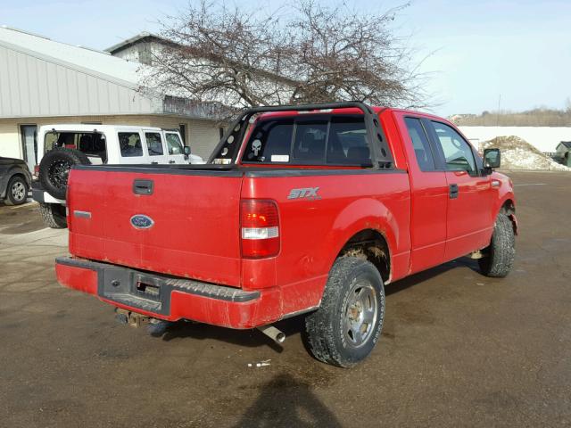 1FTRX14W95FB57411 - 2005 FORD F150 RED photo 4