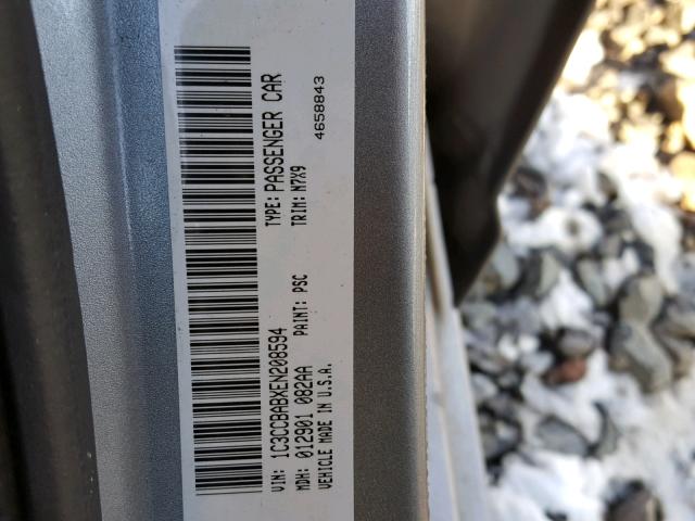 1C3CCBABXEN208594 - 2014 CHRYSLER 200 LX GRAY photo 10