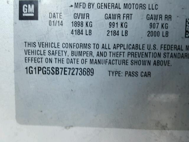 1G1PG5SB7E7273689 - 2014 CHEVROLET CRUZE LTZ SILVER photo 10