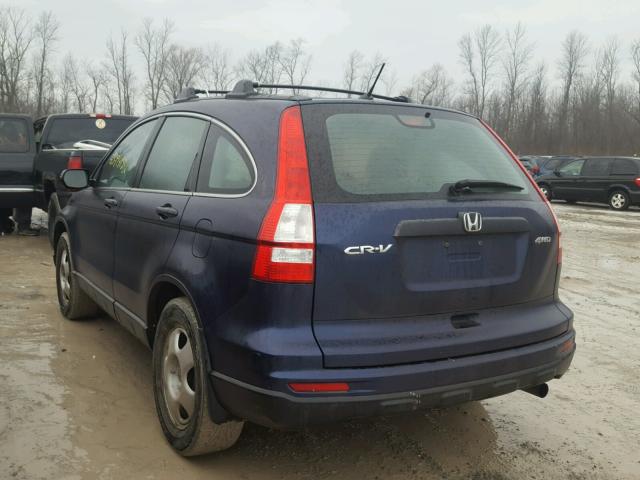 5J6RE4H3XAL076592 - 2010 HONDA CR-V LX BLUE photo 3