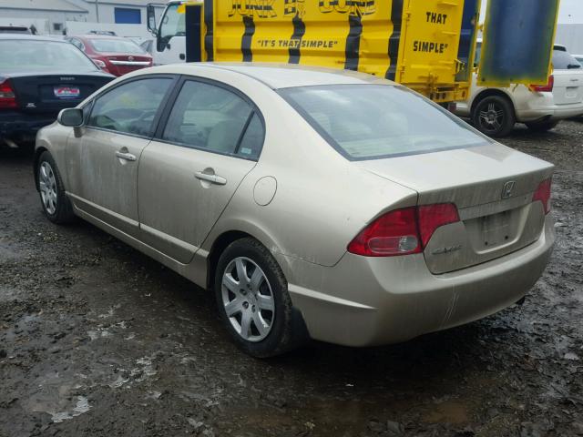 1HGFA16517L088082 - 2007 HONDA CIVIC LX BEIGE photo 3