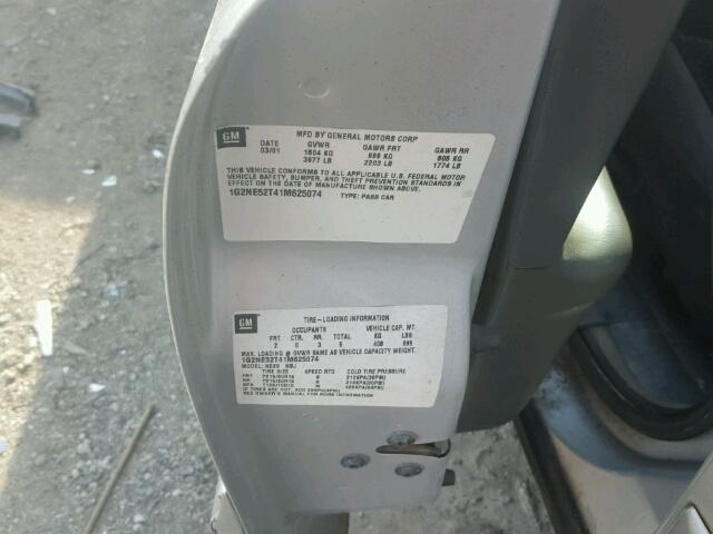 1G2NE52T41M625074 - 2001 PONTIAC GRAND AM S SILVER photo 10