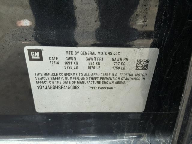 1G1JA5SH8F4150062 - 2015 CHEVROLET SONIC LS 黑色 照片 10