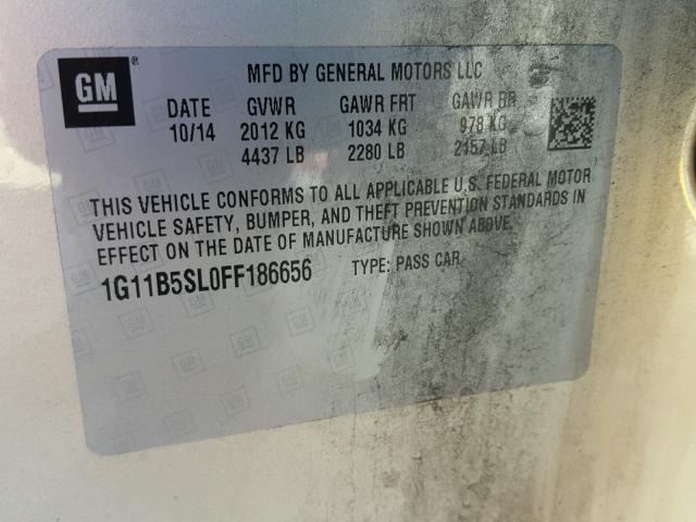 1G11B5SL0FF186656 - 2015 CHEVROLET MALIBU LS GOLD photo 10
