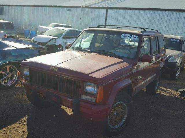 1J4FJ78S8NL232562 - 1992 JEEP CHEROKEE L RED photo 2