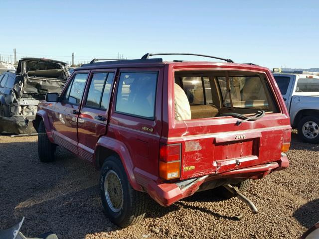 1J4FJ78S8NL232562 - 1992 JEEP CHEROKEE L RED photo 3