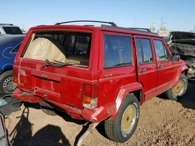 1J4FJ78S8NL232562 - 1992 JEEP CHEROKEE L RED photo 4