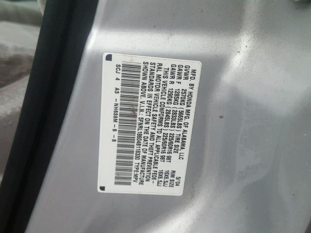 5FNRL18604B118330 - 2004 HONDA ODYSSEY EX SILVER photo 10