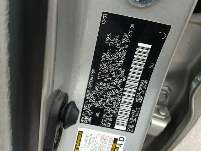 JTEDP21A640007410 - 2004 TOYOTA HIGHLANDER SILVER photo 10