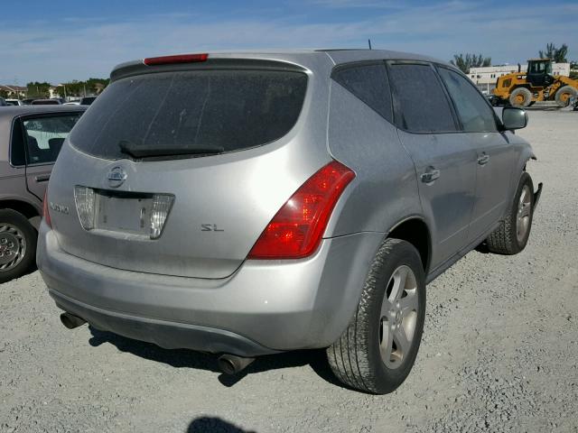 JN8AZ08T14W213880 - 2004 NISSAN MURANO SL SILVER photo 4