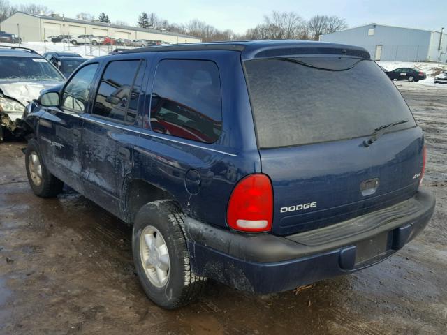 1B4HS28NXYF244916 - 2000 DODGE DURANGO BLUE photo 3