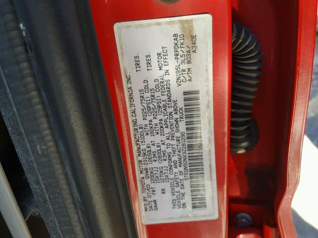 5TEGN92NX3Z281290 - 2003 TOYOTA TACOMA DOU RED photo 10