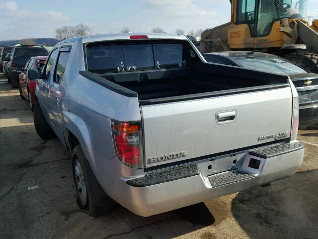 2HJYK16597H501847 - 2007 HONDA RIDGELINE SILVER photo 3