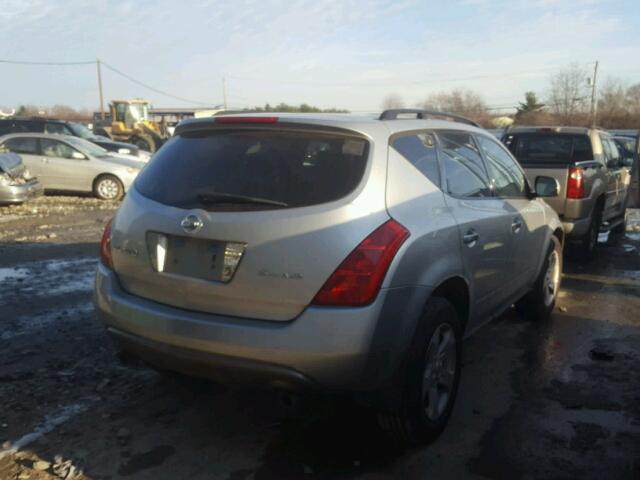 JN8AZ08W95W411926 - 2005 NISSAN MURANO SL SILVER photo 4