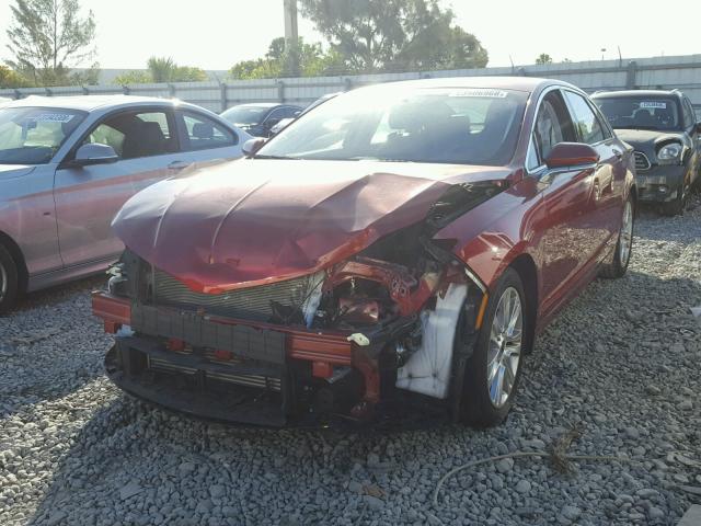 3LN6L2G9XGR600306 - 2016 LINCOLN MKZ BURGUNDY photo 2