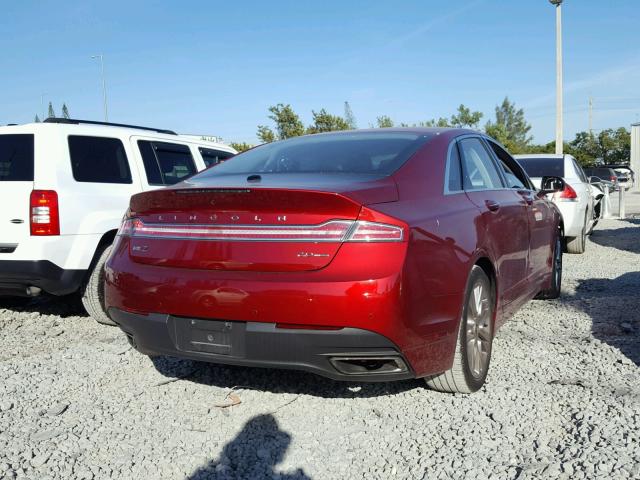 3LN6L2G9XGR600306 - 2016 LINCOLN MKZ BURGUNDY photo 4