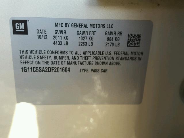 1G11C5SA2DF201604 - 2013 CHEVROLET MALIBU 1LT 金色 照片 10