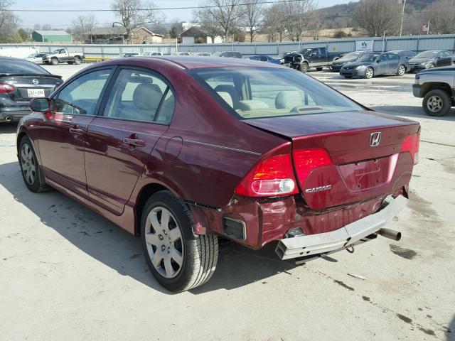 1HGFA16556L022228 - 2006 HONDA CIVIC LX BURGUNDY photo 3