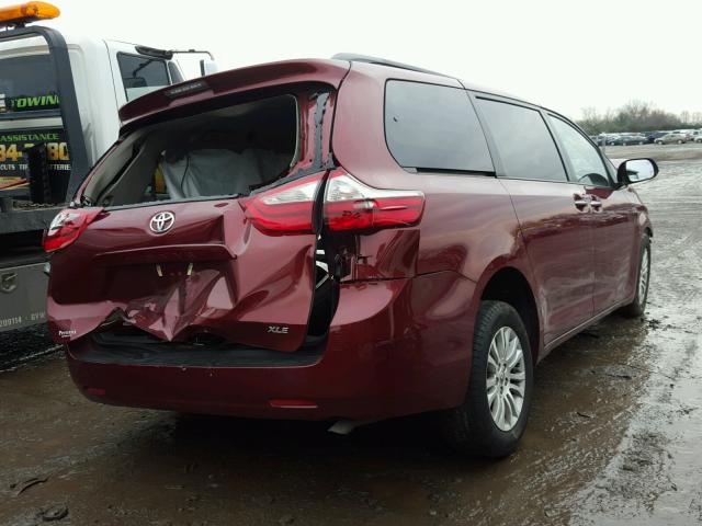 5TDYK3DC6GS757429 - 2016 TOYOTA SIENNA XLE RED photo 4