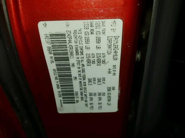 2D4GP44L45R184011 - 2005 DODGE GRAND CARA RED photo 10