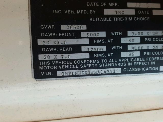 1HVLNHGN1FHA14351 - 1985 INTERNATIONAL S-SERIES 1 蓝色 照片 10