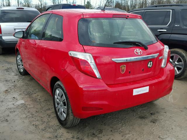 JTDJTUD38DD542436 - 2013 TOYOTA YARIS RED photo 3