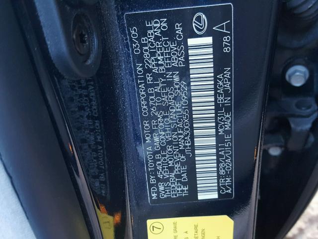 JTHBA30GX55109529 - 2005 LEXUS ES 330 BLUE photo 10