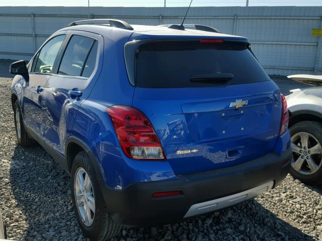 KL7CJLSB1FB255602 - 2015 CHEVROLET TRAX 1LT BLUE photo 3