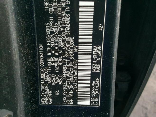 JTLKT324764104752 - 2006 TOYOTA SCION XB 黑色 照片 10