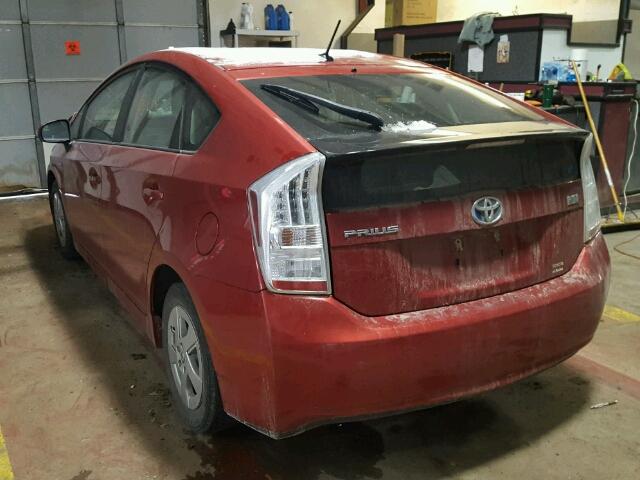 JTDKN3DU8A5197562 - 2010 TOYOTA PRIUS RED photo 3