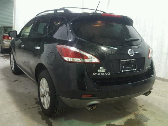 JN8AZ1MWXCW229046 - 2012 NISSAN MURANO S BLACK photo 3